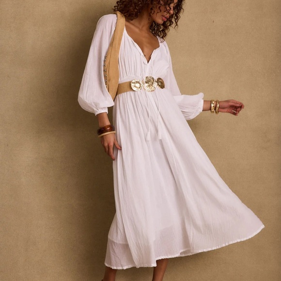 Danika White Linen Maxi Dress - Picture 3 of 6